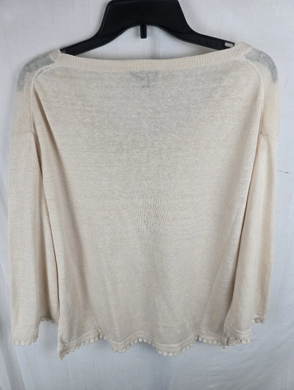 J. Crew Cream Scoop Neck Lightweight Linen Sweater Sz M